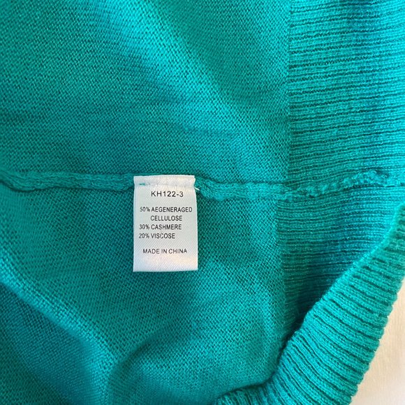 Teal Asymmetrical 3/4 Sleeve Sweater - Picture 3 of 3